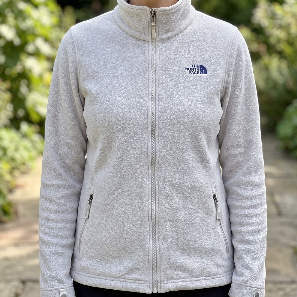 The North Face TKA 100 Full Zip Fleece Jacket Grey Mock Neck Womens L